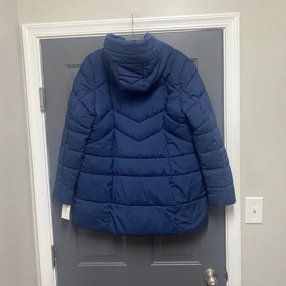 Bernardo hooded quilted puffer coat,zip-front closure & side zip pockets XL NWT - Picture 3 of 10